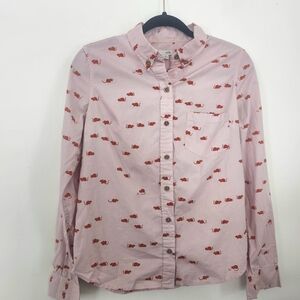 CUTEST RAT SHIRT Odille Anthropologie Pink Button Down